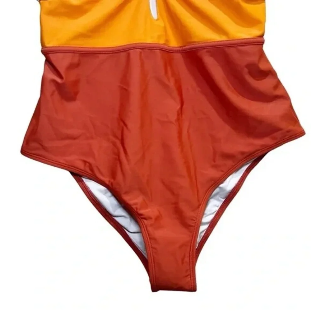 Cupshe Women's Colorblock Keyhole Cut‎ Out One Piece Swimsuit XL